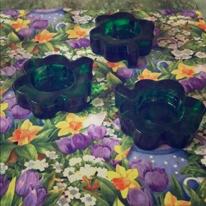 Glass Shamrock Green Tea-light Candle Holders☘️